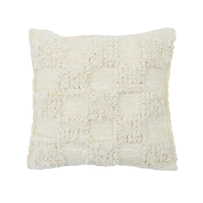 Recycled Cotton Cushion – Ecru Checks – Perfect for living room and bedroom