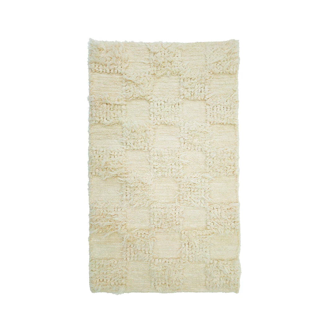 Recycled Cotton Rug – Ecru Checks – Perfect for living room and bedroom
