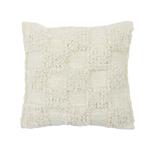 Recycled Cotton Cushion – Ecru Checks – Perfect for living room and bedroom