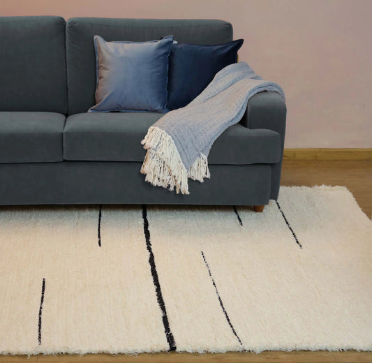 Recycled Cotton Rug – Ecru 7 lines – Perfect for living room and bedroom