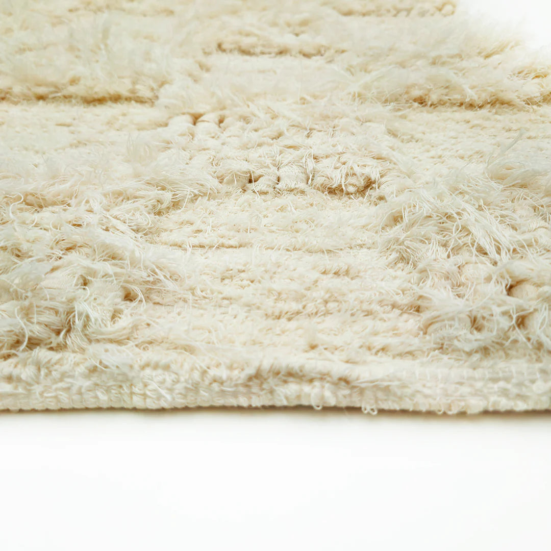 Recycled Cotton Rug – Ecru Checks – Perfect for living room and bedroom